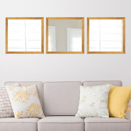 Wallity Set de Espejos de Cristal Oro y Plata (3 Piezas)